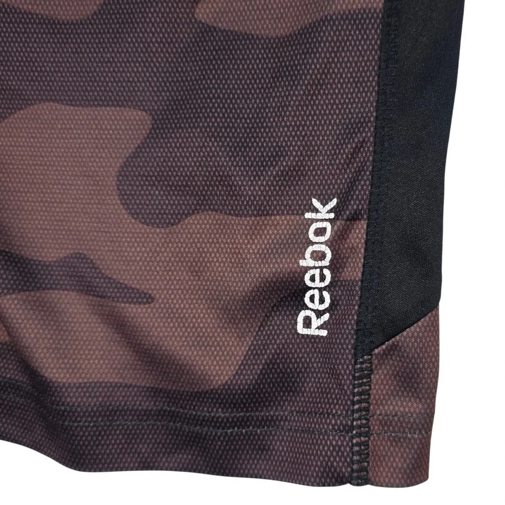Reebok Boys Camo Mesh Athletic‎ Shorts Pockets Brown Black Grey Size Large L/G